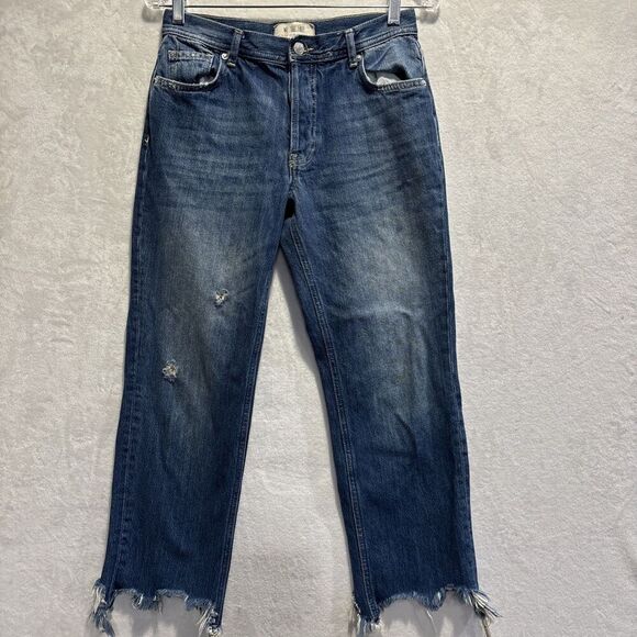 Free People We The Free Women’s 26 Straight Leg Jeans Maggie Distressed Denim - Picture 1 of 16